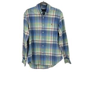 Ralph Lauren Button Down Shirt L Mens Pastel Plaid Pony Preppy Coastal Beachy